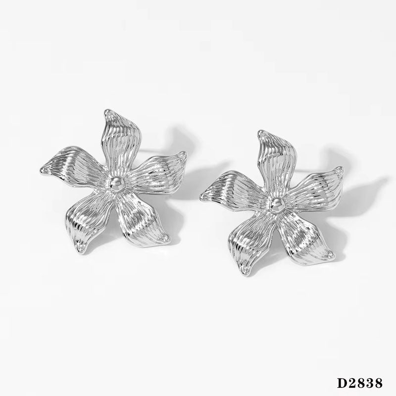 Fashion 316 Stainless Steel Threaded Flower Stud Earrings Hot Models Hypoallergenic PVD 18K Gold Earrings