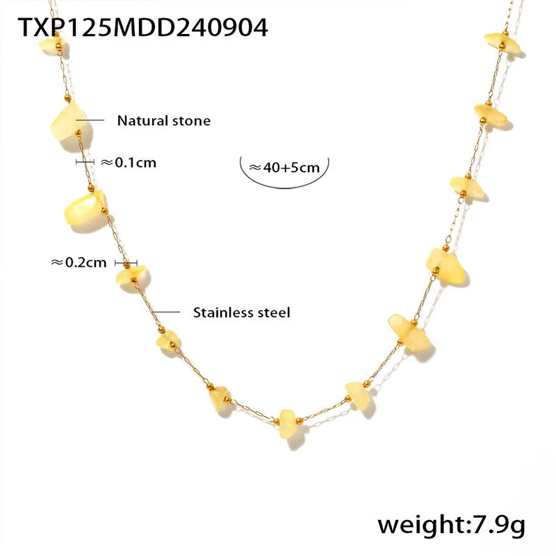 Natural Gravel Pendant Necklace Good Price of Good Quality Stainless Steel Dainty Natural Gravel Pendant Necklace