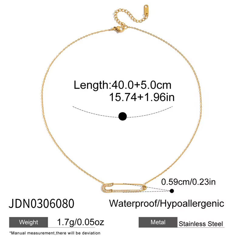 Trendy Anti Tarnish Gold Necklace 18K Real Stainless Steel Fine Jewelry Paperclip Necklaces for Women