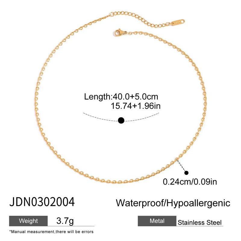 Trendy Anti Tarnish Gold Necklace 18K Real Stainless Steel Fine Jewelry Paperclip Necklaces for Women