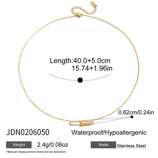 Trendy Anti Tarnish Gold Necklace 18K Real Stainless Steel Fine Jewelry Paperclip Necklaces for Women