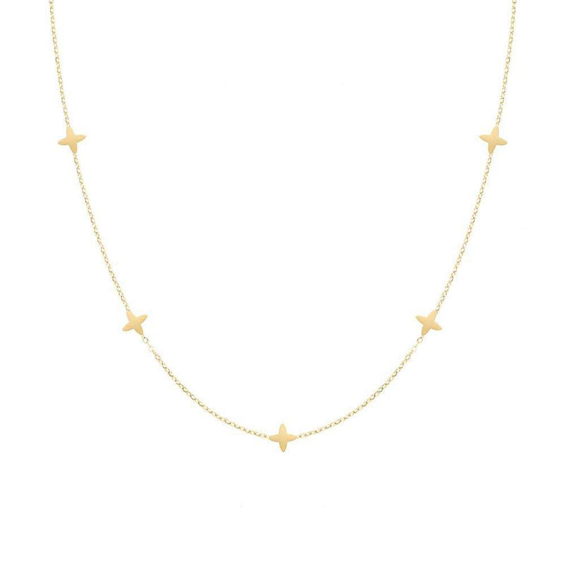 Wholesale Simple Four-Pointed Star 18k Gold Plated Necklace Stainless Steel Chains Chokers Fashion Jewelry Necklace for Women