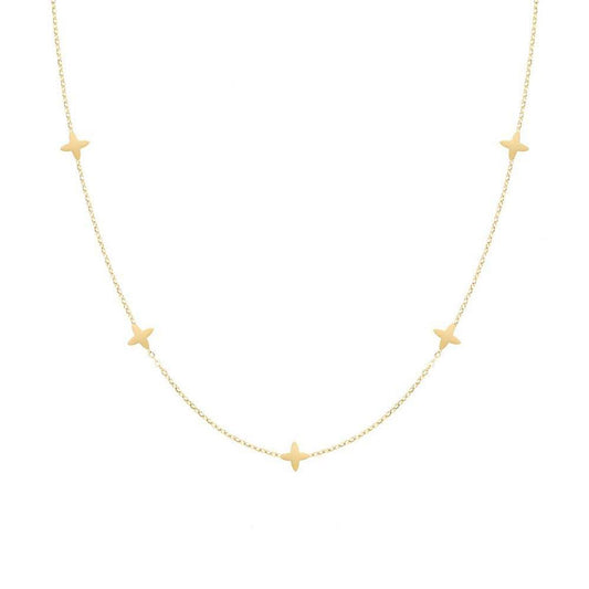 Wholesale Simple Four-Pointed Star 18k Gold Plated Necklace Stainless Steel Chains Chokers Fashion Jewelry Necklace for Women