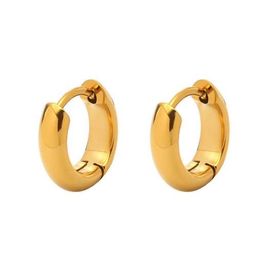 Wholesale Trendy Anti Tarnish 18K PVD Stainless Steel Fine Loop Earrings for Women Gold Plated Hoop Design