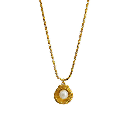 2025 New Design 18K Gold & Freshwater Pearl Cage Pendant Necklace Trendy Wholesale Non-Tarnish Stainless Steel PVD Chains