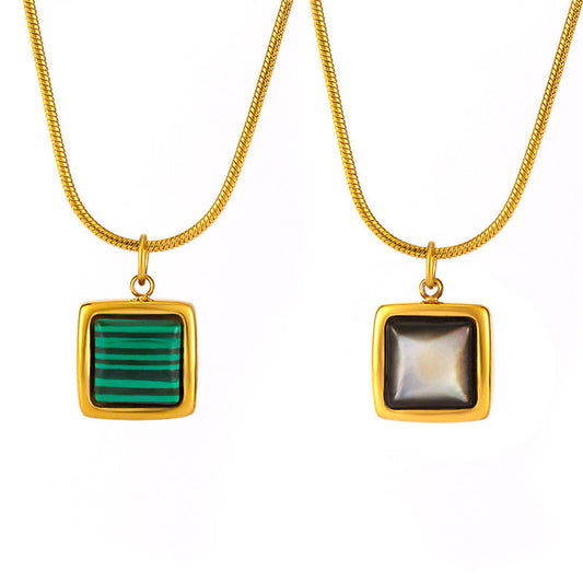 Factory Direct Supply square Stainless Steel 18k Gold-plated Necklace Waterproof Jewelry for Women