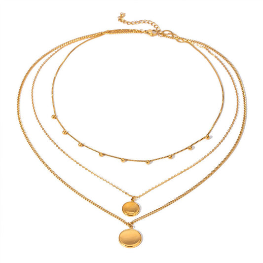 Stainless Steel Multi-layer Geometric Circular Necklace Gold Layered Necklace Women's Jewelry