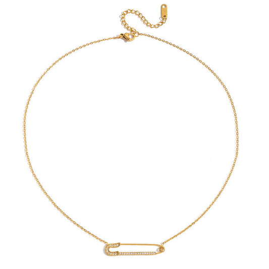 Trendy Anti Tarnish Gold Necklace 18K Real Stainless Steel Fine Jewelry Paperclip Necklaces for Women
