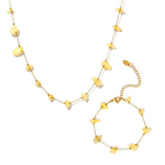 Natural Gravel Pendant Necklace Good Price of Good Quality Stainless Steel Dainty Natural Gravel Pendant Necklace