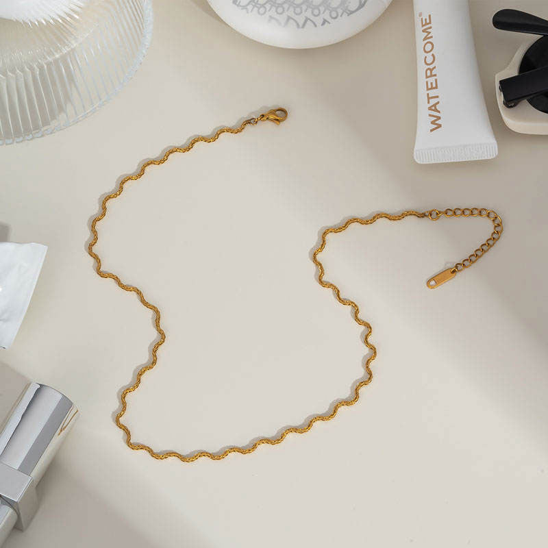 Waterproof Charm Anti Tarnish Stainless Steel Solid Gold Jewelry 26 Inch Women Necklace 316l 14k for Women Men