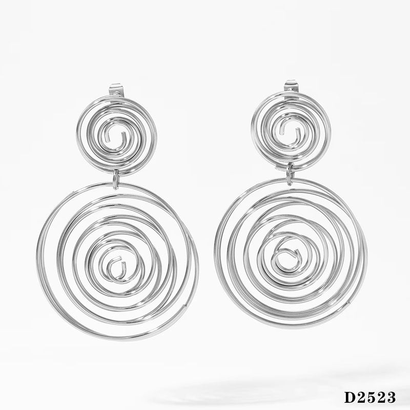 Trendy Waterproof Gold PVD Plated Stainless Steel Hoop Earrings Big Round Spiral Drop Statement Fashion for Party