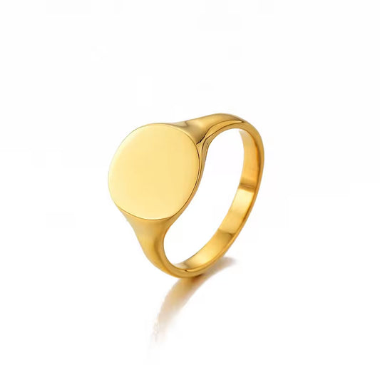 Fashionable 18K Gold Plated Stainless Steel Open Ring Versatile Geometric Plane Smooth Wide Design Personalized Jewelry