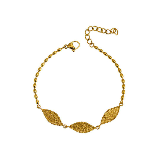 2025 High Quality New Design Custom PVD 18K Gold Plated Stainless Steel Chain Link Girls Leave Bracelet