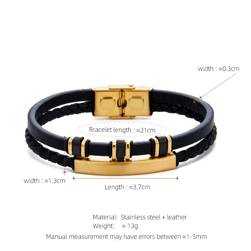 Leather & Steel Men's Bracelet