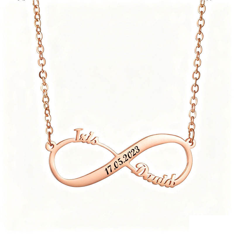 Waterproof Charm Anti Tarnish Solid Gold Jewelry Custom Letter Infinity Necklace Stainless Steel 14k 18k for Women Men