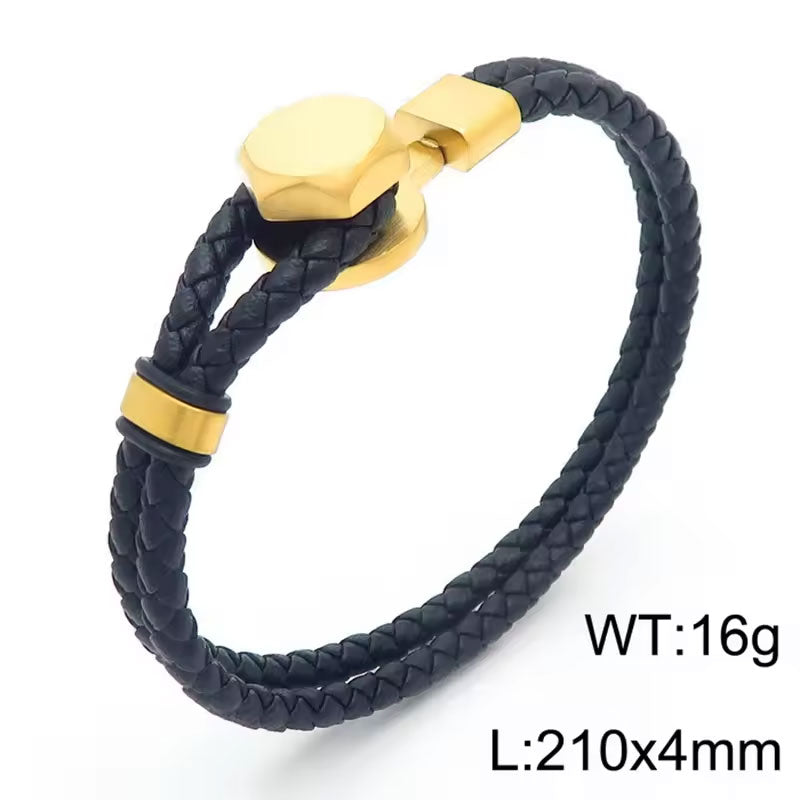 New Design Wholesale Custom Stainless Steel Engraving Braided Leather Bracelet for Men Women