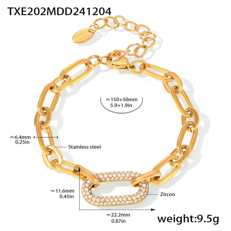 European and American Trend Titanium Steel Waterproof Jewelry Micro Inlaid Zircon Collarbone Necklace Stainless Steel Bracelet