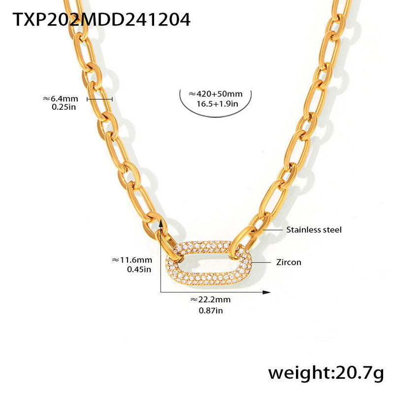 European and American Trend Titanium Steel Waterproof Jewelry Micro Inlaid Zircon Collarbone Necklace Stainless Steel Bracelet