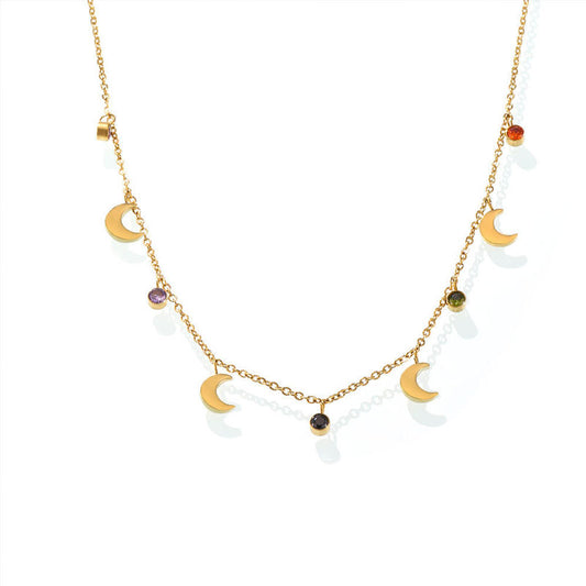 Trendy Jewelry Stainless Steel Non Tarnish PVD 18K Real Gold Plated Multi Charm Necklace for Women Girls