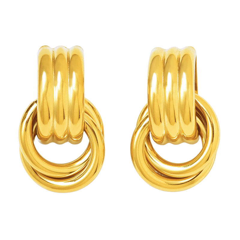 Trendy PVD Gold Plated Two-Tone Twisted Cross Thread Stainless Steel Stud Earring for Women Unique Waterproof Jewelry