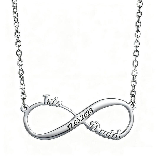 Waterproof Charm Anti Tarnish Solid Gold Jewelry Custom Letter Infinity Necklace Stainless Steel 14k 18k for Women Men