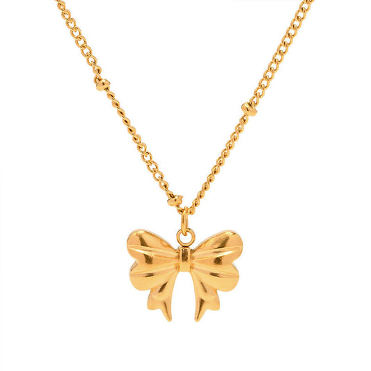 Fashion 18k Gold-plated Stainless Steel Bow Necklace Animal Pendant Women's Jewelry Manufacturer
