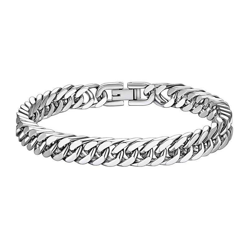 Fashion Wholesale Anti-Allergy High Polish Waterproof Silver Color Stainless Steel Cuban Link Bracelet