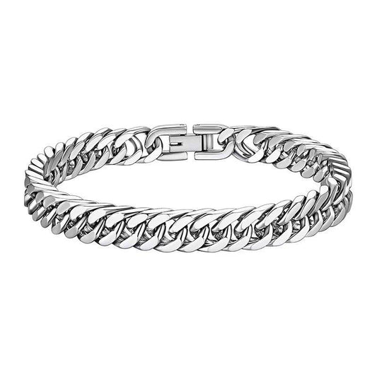 Fashion Wholesale Anti-Allergy High Polish Waterproof Silver Color Stainless Steel Cuban Link Bracelet