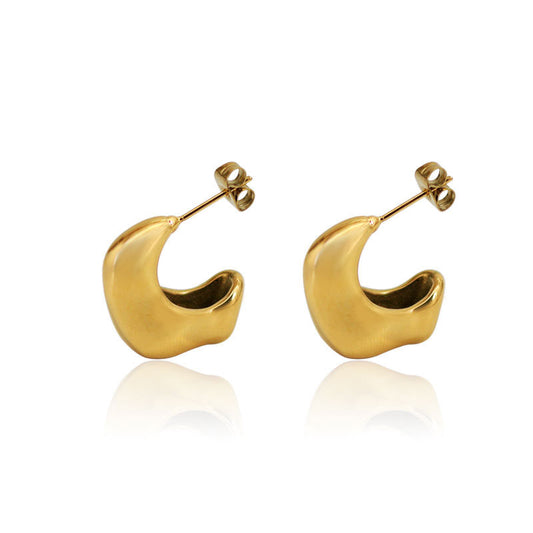 Fashionable 18K Gold Plated U-Shaped Crescent Earrings Geometric INS Style Stainless Steel High-End Classic for Party or Gift