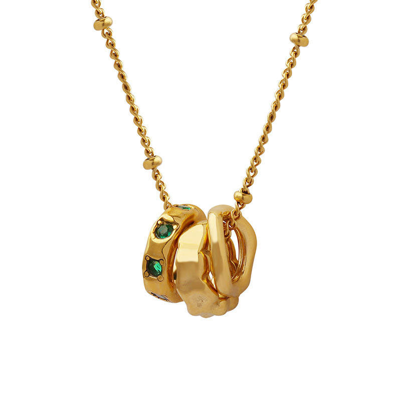 Fashion Jewelry Sets Necklace Women Insert Cubic Zircon Rings Cuban Link Chain Gold Franco Fashion Pendant Necklaces