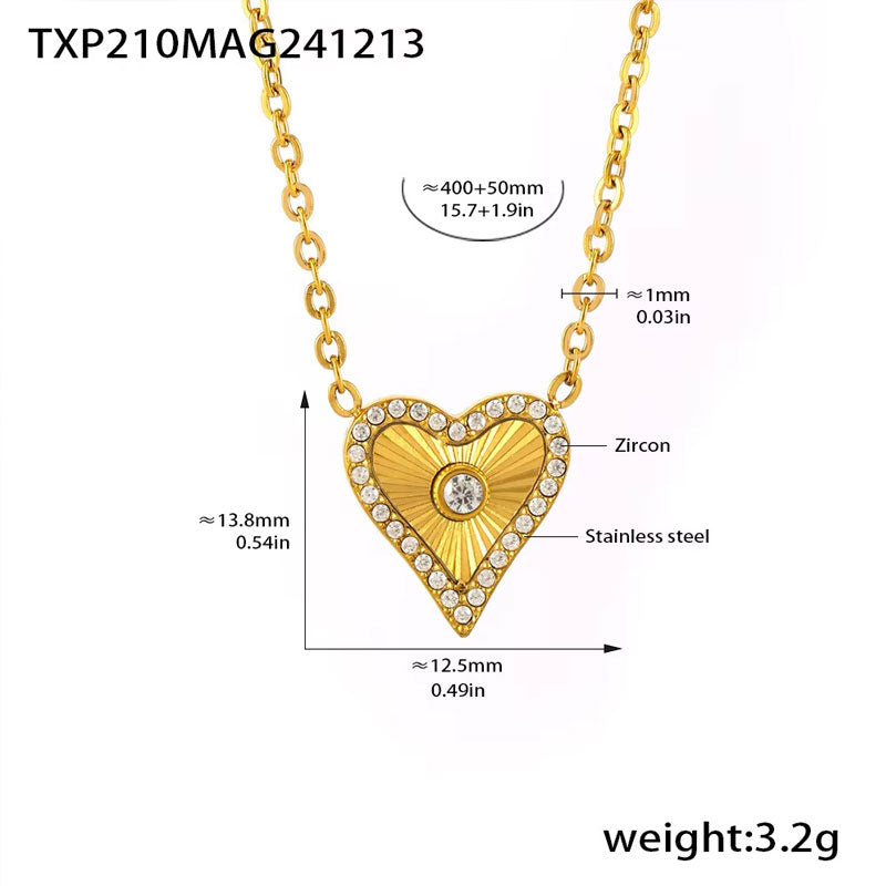 Wholesale Romantic Lover Heart Pendant Necklace for Women Fashion Stainless Steel Jewelry Mother Girl Gift