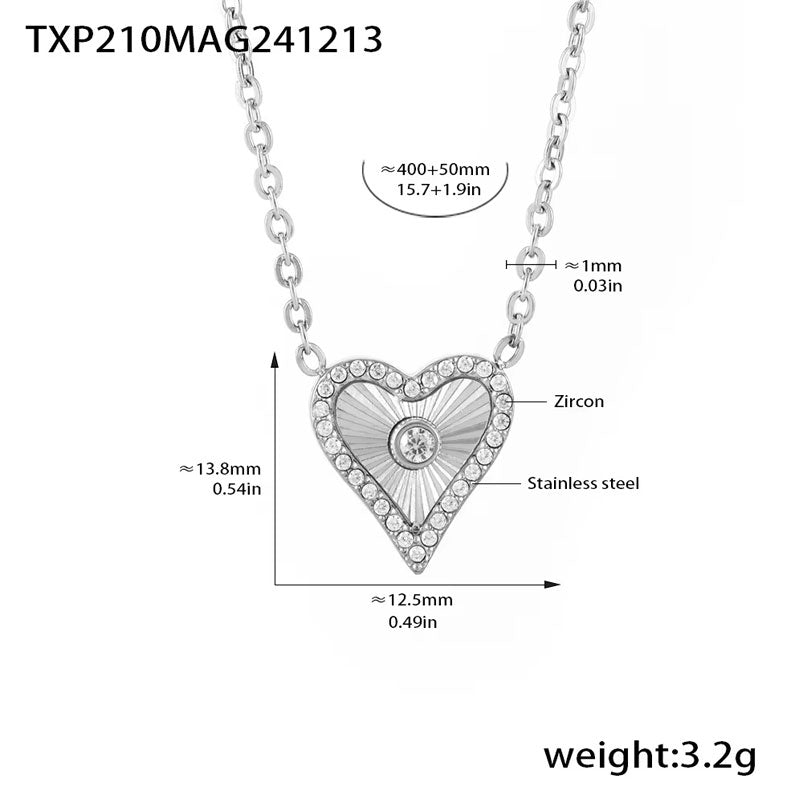 Wholesale Romantic Lover Heart Pendant Necklace for Women Fashion Stainless Steel Jewelry Mother Girl Gift