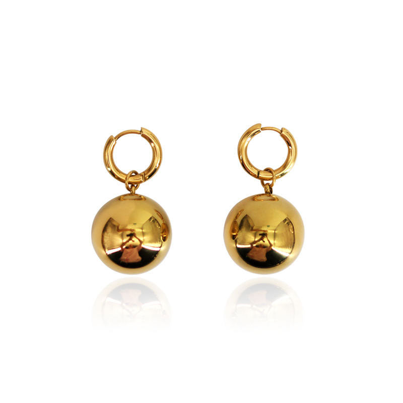 Minimalist Ball Ball Ball Pendant Earrings Metal Texture Smooth Surface Spherical Exaggerated Earrings