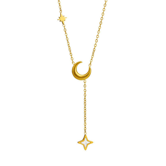 2025 New Design Wholesale Non Tarnish Stainless Steel PVD 18K Gold Plated Star Moon Pendant Necklace