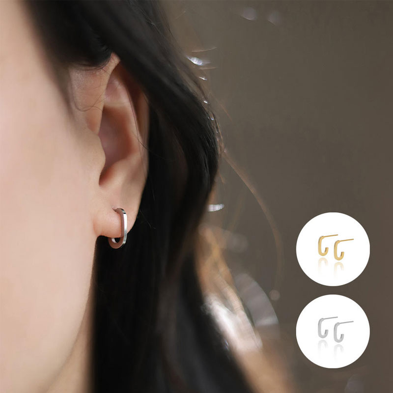 New Geometric Simple Non Gender Daily Earnail Stainless Steel 18K Gold Gold Silver Earnail Manufacturer