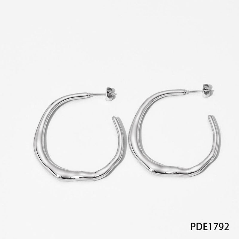 18K Gold PVD Plated Stainless Steel Geometric Hoop Stud Earrings for Women Waterproof Hypoallergenic Jewelry Gift