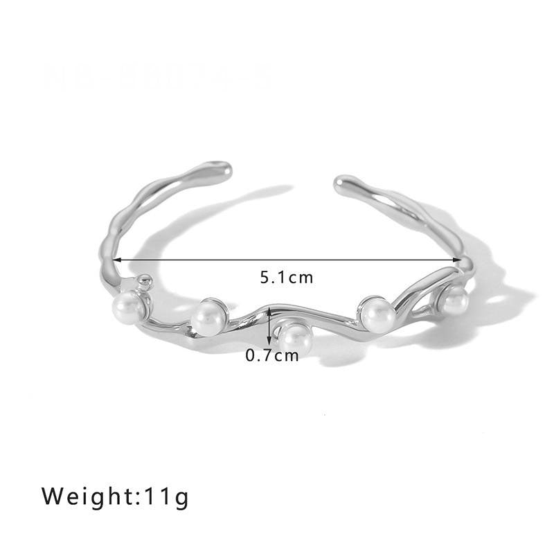 Wholesale Anti-Allergy High Polish Waterproof Stainless Steel Pearl Custom Fashion Bracelets Bangles