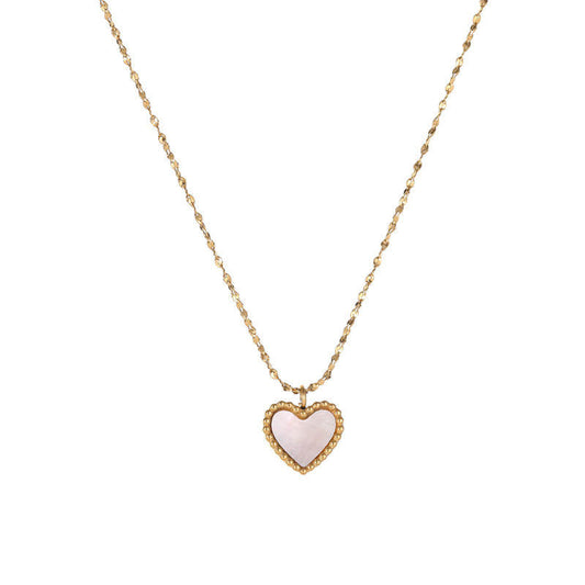New Wholesale Custom Heart Pendant Necklace with Non-Tarnish PVD Gold Plated Stainless Steel Shell Trendy Style
