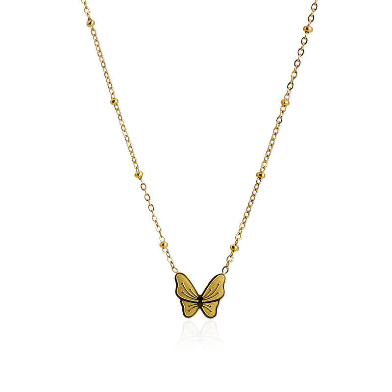 2025 New Design Wholesale Non Tarnish PVD 18K Gold Plated Butterfly Necklace Trendy Chains Style