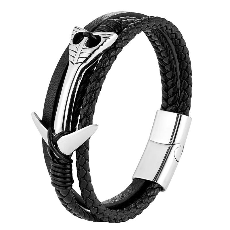 New Design Wholesale Fashion Charm Men Luxury Leather Jewelry Bracelet