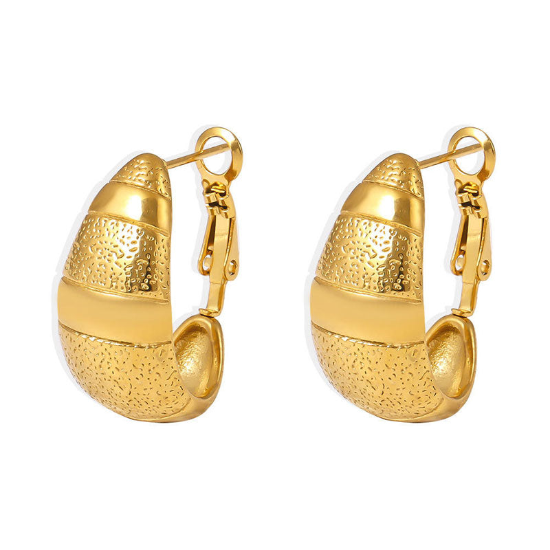 Stainless Steel Color Gold Simple Women Hoops Earrings Gift Fashion Jewelry Stainless Round Smooth Thick Hoop