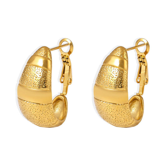 Stainless Steel Color Gold Simple Women Hoops Earrings Gift Fashion Jewelry Stainless Round Smooth Thick Hoop