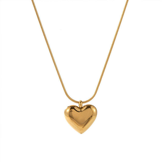 Romantic Anti Tarnish Hypoallergenic Dubai Stainless Steel 14k 18k Gold Plated Bridal Fine Heart Pendant Necklace for Women