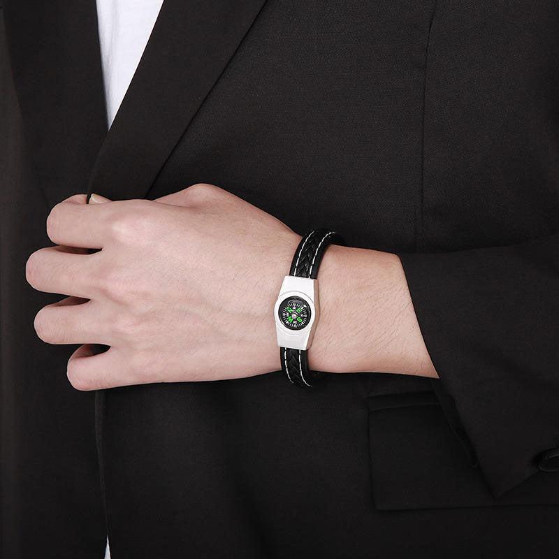 New Design Wholesale Fashion Stainless Steel Survival Compass Bracelet