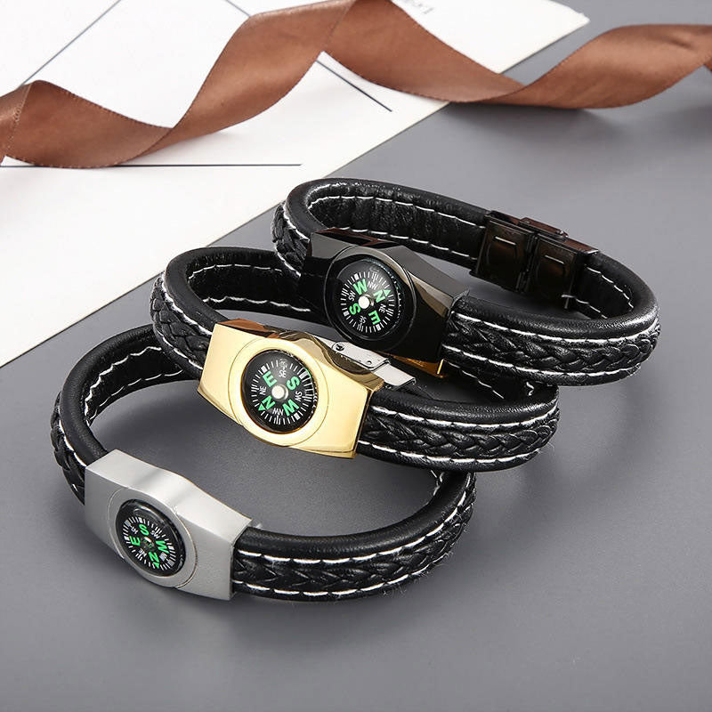 New Design Wholesale Fashion Stainless Steel Survival Compass Bracelet
