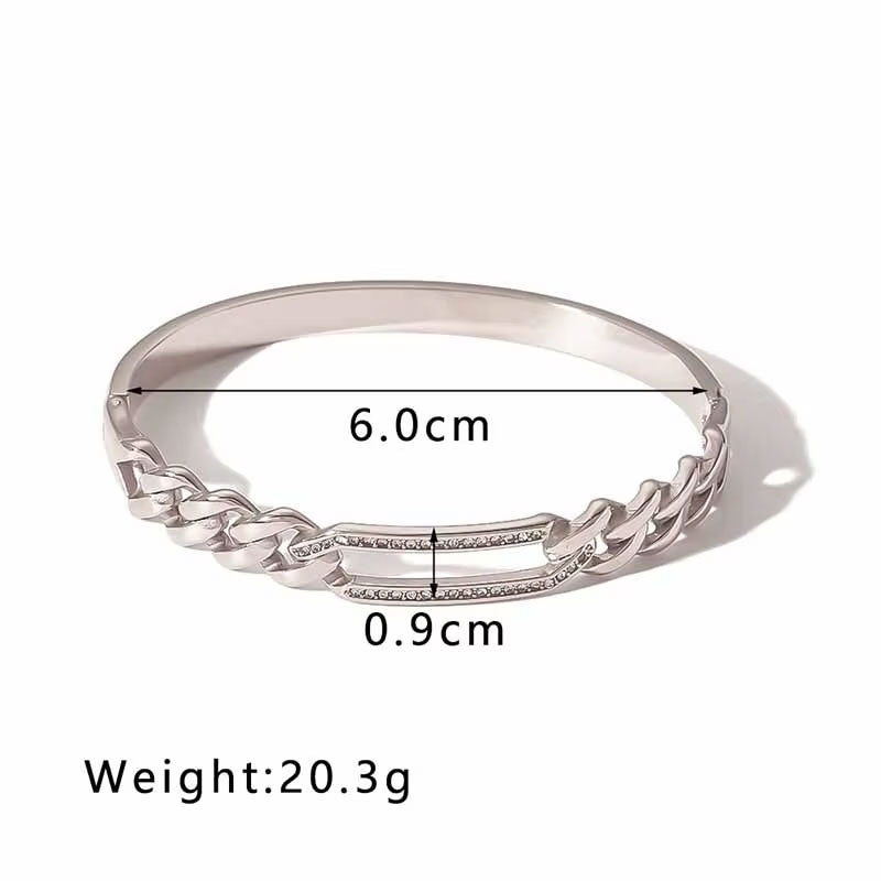 Wholesale Anti-Allergy High Polish Waterproof Stainless Steel Cubic Zirconia Bangle for Women
