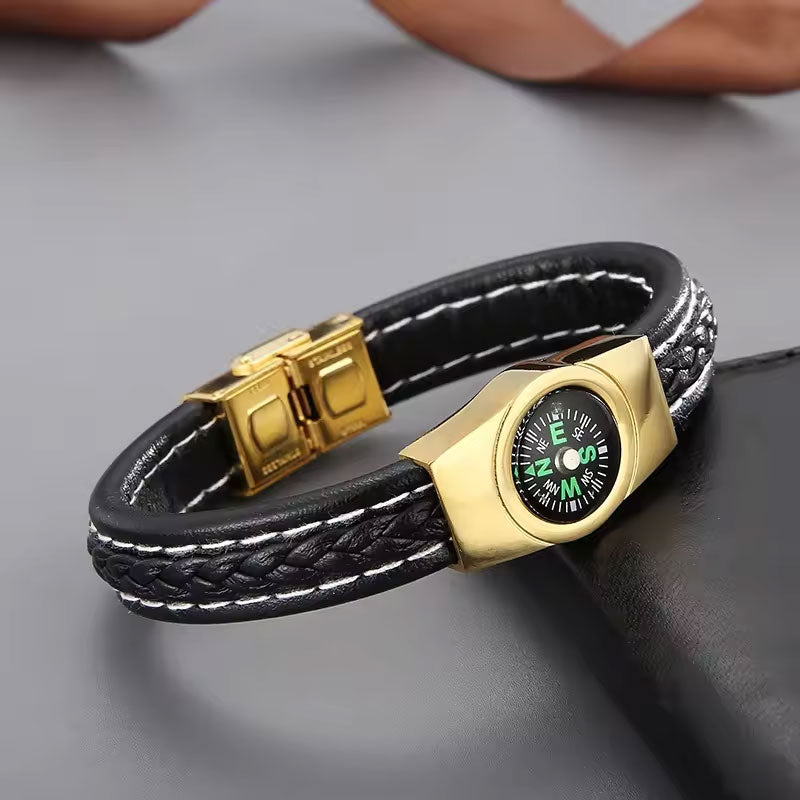 New Design Wholesale Fashion Stainless Steel Survival Compass Bracelet