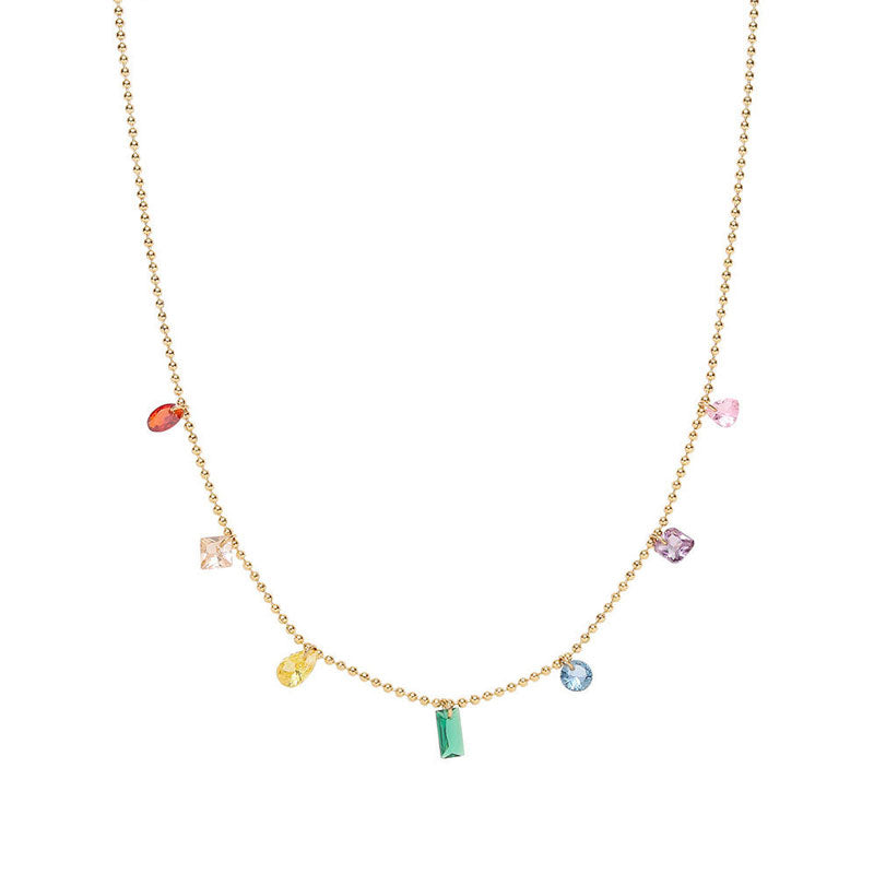 Summer Jewelry Colorful Zirconia Pendant Necklace for Women's High Quality 18k Gold Non Fading Stainless Steel Necklace