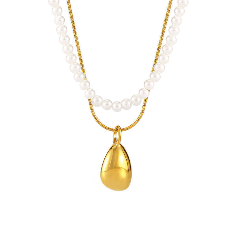 Dainty 18K Gold Plated Stainless Steel Chain Choker Necklace Sets Minimalist Jewelry Pearl Bead Layered Necklaces for Women