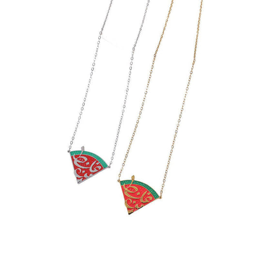 18K Gold Plated Watermelon Pendant Necklace Trendy Fashion for Men/Women Stainless Steel Hypoallergenic Non-Tarnish Wholesale